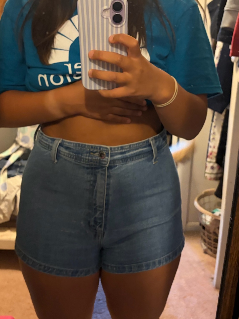 Universal Thread Light Blue High-Waist Denim Shorts